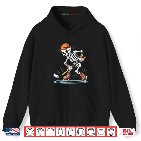Hoodie Skeleton Ice Hockey Halloween Costume Shirt