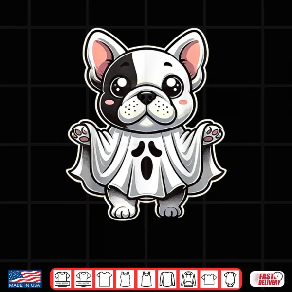 Design Cute French Bulldog Ghost Costume Puppy Halloween Pup Shirt
