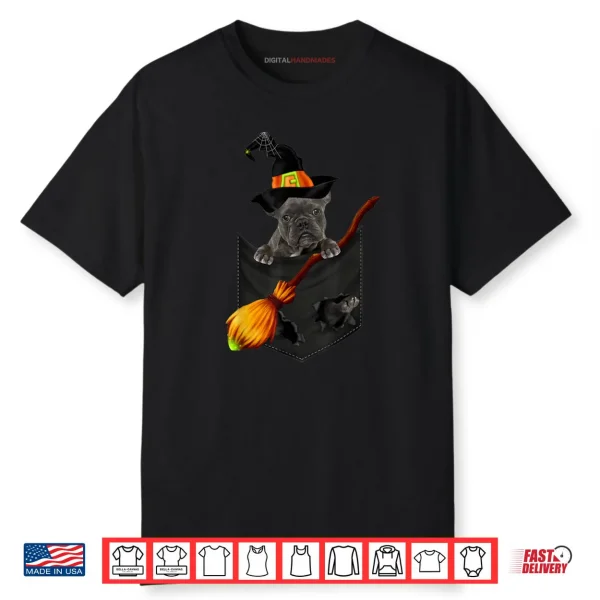 French Bulldog blue Witch Pocket Halloween Dog Shirt