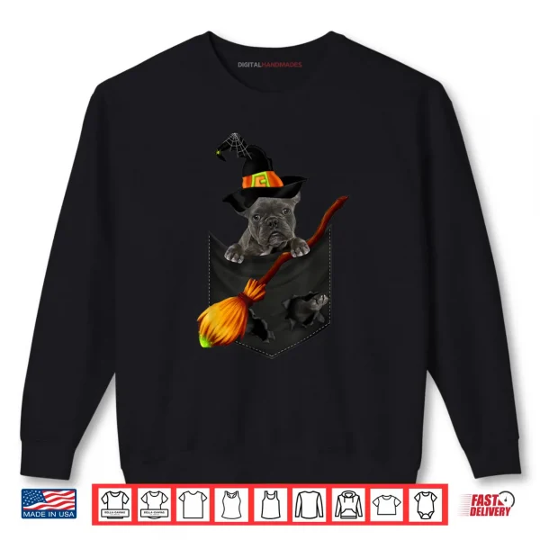 Sweatshirt French Bulldog blue Witch Pocket Halloween Dog Shirt