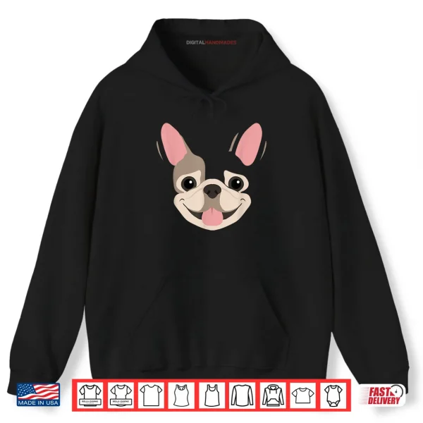 Hoodie French Bulldog Dog Face Costume Easy Halloween Cute Frenchie Shirt
