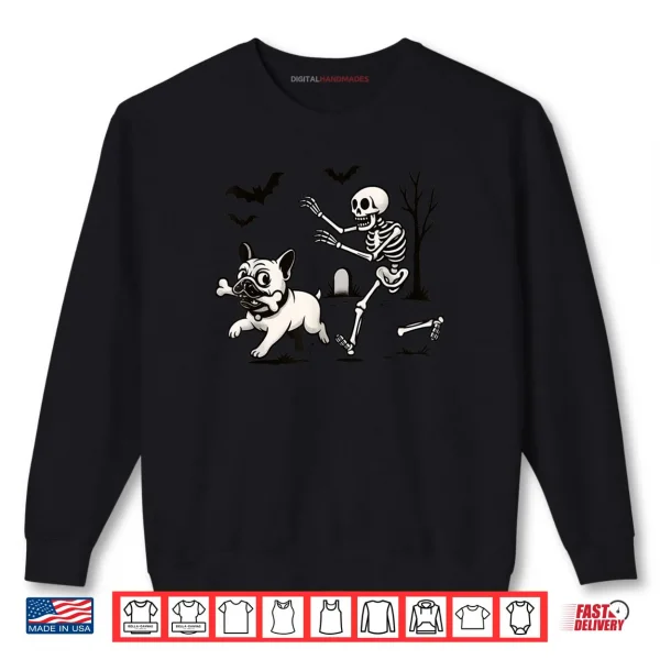 Sweatshirt French Bulldog Dog Skeleton Bone Halloween Shirt