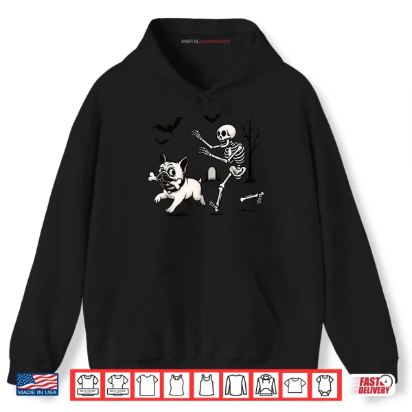 Hoodie French Bulldog Dog Skeleton Bone Halloween Shirt