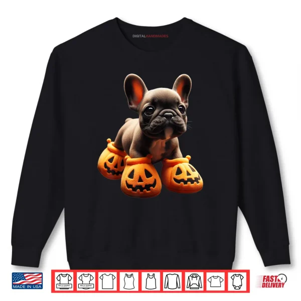 Sweatshirt French Bulldog Pumpkin Slippers Halloween Shirt