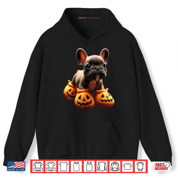 Hoodie French Bulldog Pumpkin Slippers Halloween Shirt