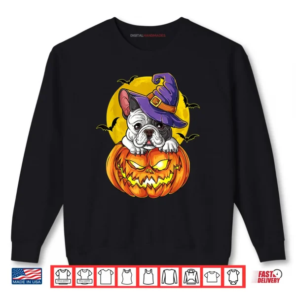 Sweatshirt French Bulldog Witch Pumpkin T shirt Halloween Shirt