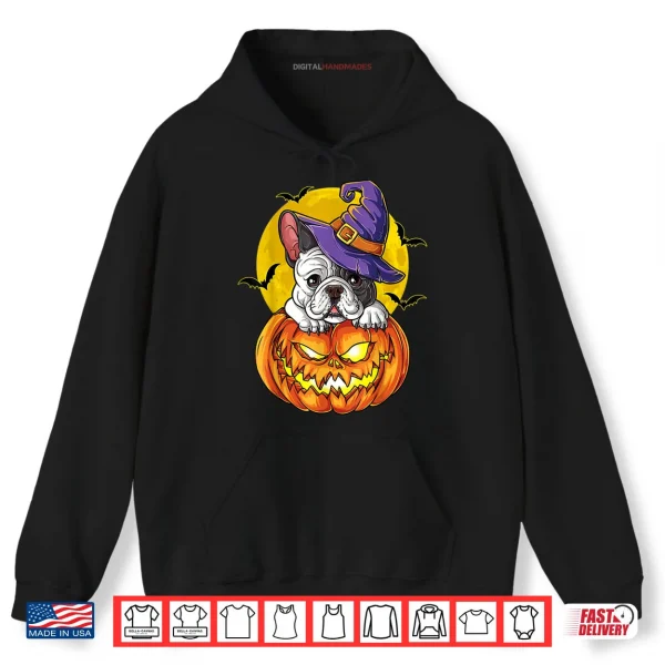 Hoodie French Bulldog Witch Pumpkin T shirt Halloween Shirt