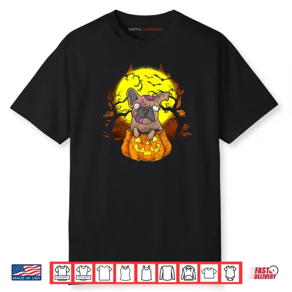 Halloween French Bulldog Zombie Jack O Lantern Dog Top Shirt