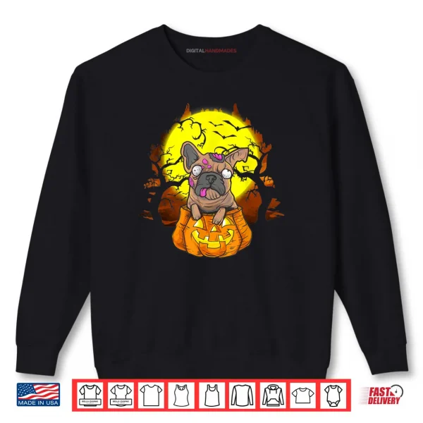 Sweatshirt Halloween French Bulldog Zombie Jack O Lantern Dog Top Shirt