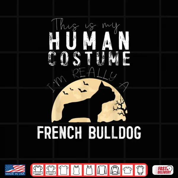 Design Halloween Human Costume French Bulldog Moon Silhouette Shirt
