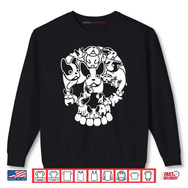 Sweatshirt Halloween Rockabilly French Bulldog Dog and Pug Skull Shirt