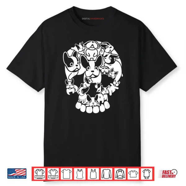 Halloween Rockabilly French Bulldog Dog Skull Shirt