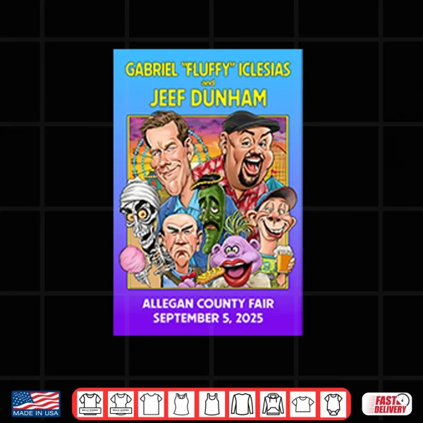 Design Gabriel Fluffy Iglesias And Jeff Dunham Allegan County Fair Sep 5 2025 Shirt