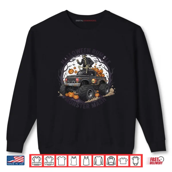 Sweatshirt Halloween Skeleton Riding A Monster Truck Shirt
