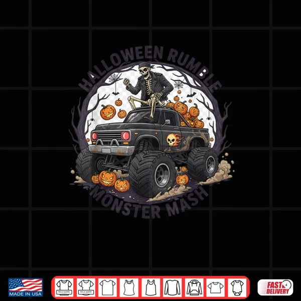 Design Halloween Skeleton Riding A Monster Truck Shirt