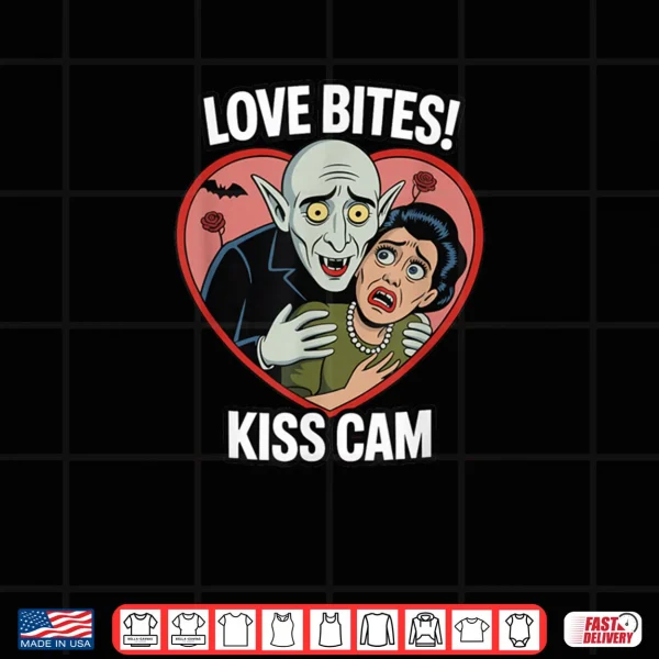 Design Vampire Love Bites Kiss Cam Parody Funny Halloween Shirt