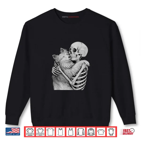 Sweatshirt Shetland Sheepdog Skeleton Hug Halloween Dog Lover Shirt