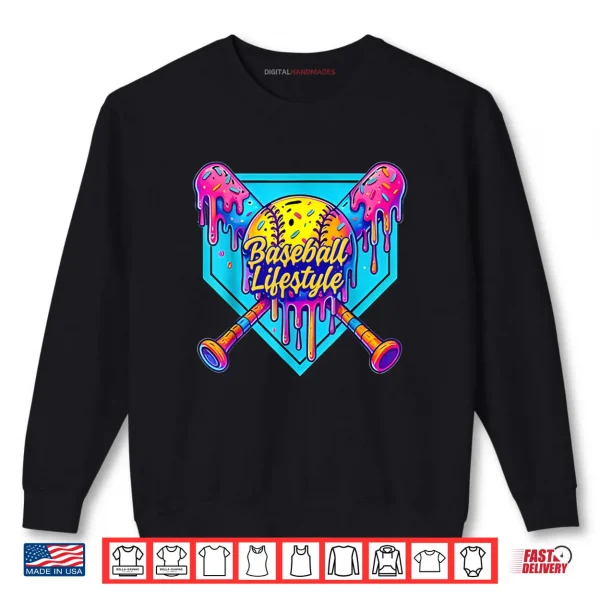 Sweatshirt Baseball Lifestyle 101 Apparel Youth Baseball Drip Ice Cream Shirt