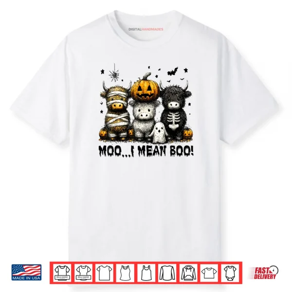 Ghost Cow Moo I Mean Boo Halloween Outfit Funny Cow Lover Shirt