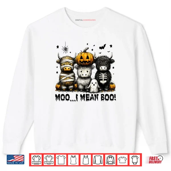 Sweatshirt Ghost Cow Moo I Mean Boo Halloween Outfit Funny Cow Lover Shirt