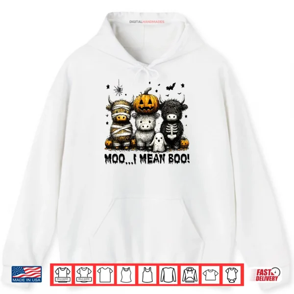 Hoodie Ghost Cow Moo I Mean Boo Halloween Outfit Funny Cow Lover Shirt