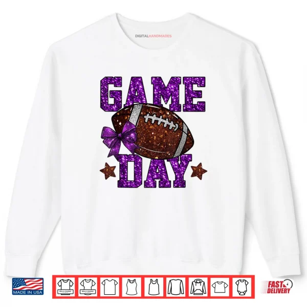 Sweatshirt Game Day Touchdown Football Mom Girls Go Cheer Purple Shirt