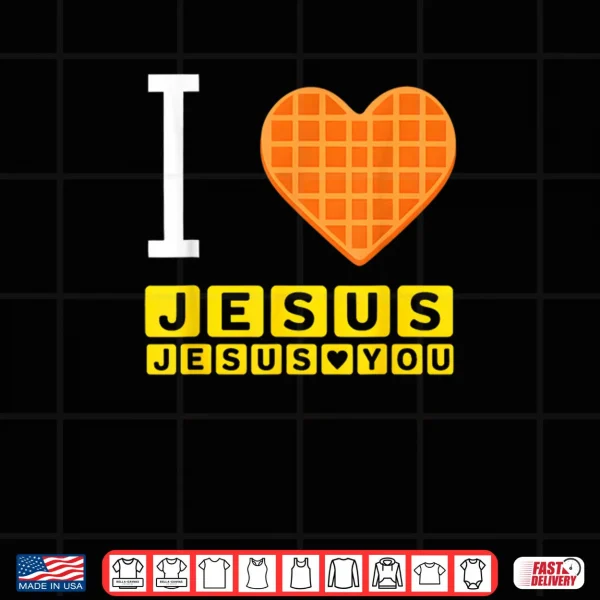 Design I Love Jesus Waffle Heart Funny Christian Shirt