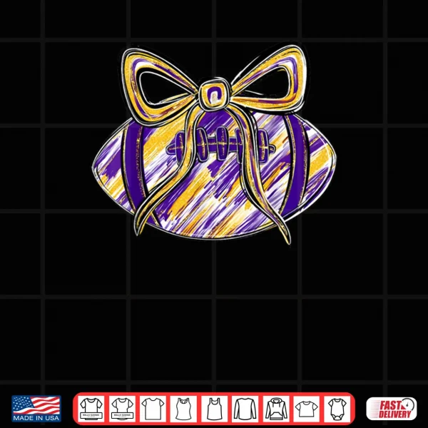 Design Purple Yellow Gold Football Coquette Bow Touchdown Season Shirt
