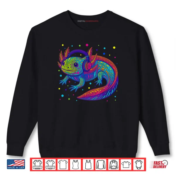 Sweatshirt Funny Axolotl Video Gamer Polka Dot Art Student Dot Shirt