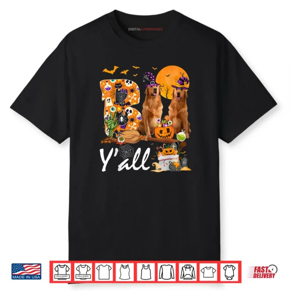 Boo Y’all Three Golden Retriever Dogs Halloween Costume Day Shirt