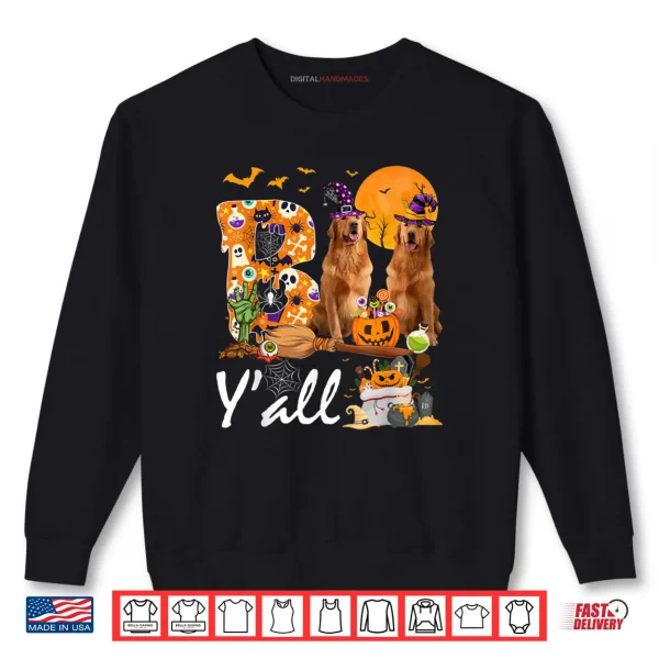 Sweatshirt Boo Yall Three Golden Retriever Dogs Halloween Costume Day Shirt