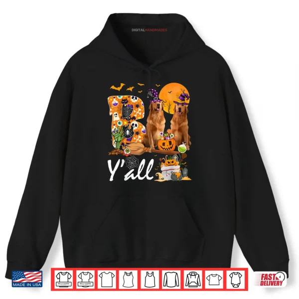 Hoodie Boo Yall Three Golden Retriever Dogs Halloween Costume Day Shirt