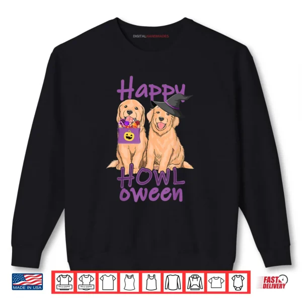 Sweatshirt Fall Golden Retriever Lovers Halloween Happy Howl O Ween Shirt