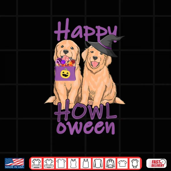 Design Fall Golden Retriever Lovers Halloween Happy Howl O Ween Shirt