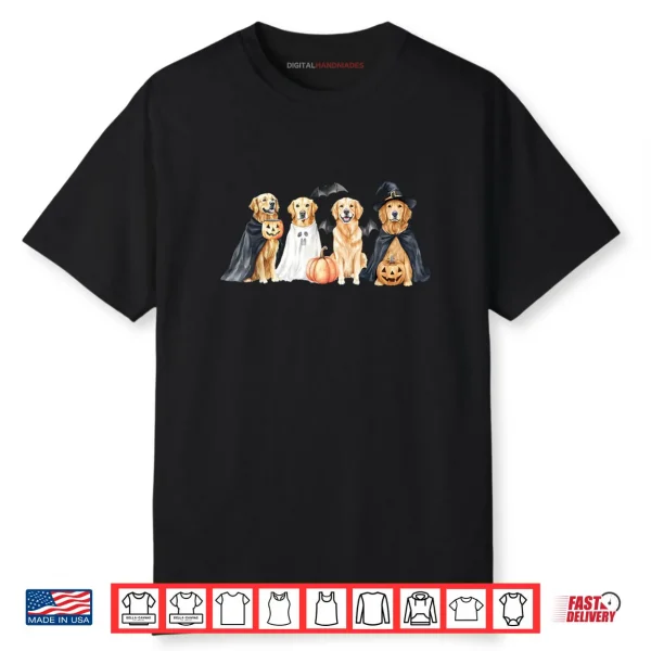 Golden Retriever Dogs Ghost Boo Witch Costume Halloween Shirt