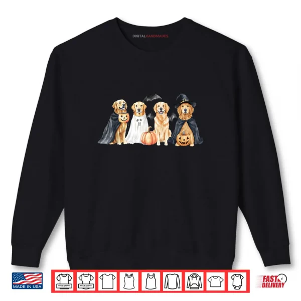 Sweatshirt Golden Retriever Dogs Ghost Boo Witch Costume Halloween Shirt