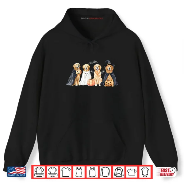 Hoodie Golden Retriever Dogs Ghost Boo Witch Costume Halloween Shirt