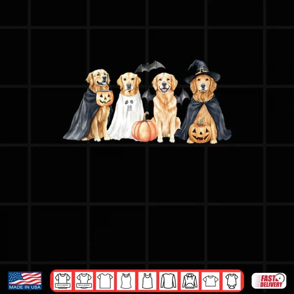 Design Golden Retriever Dogs Ghost Boo Witch Costume Halloween Shirt