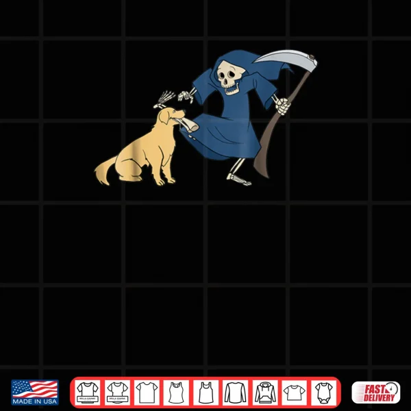 Design Golden Retriever Grim Reaper Halloween T Shirt Shirt