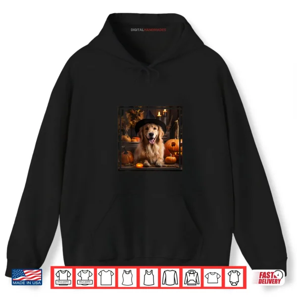 Hoodie Halloween Golden Retriever Love Ghosts Pumpkins Dog Shirt