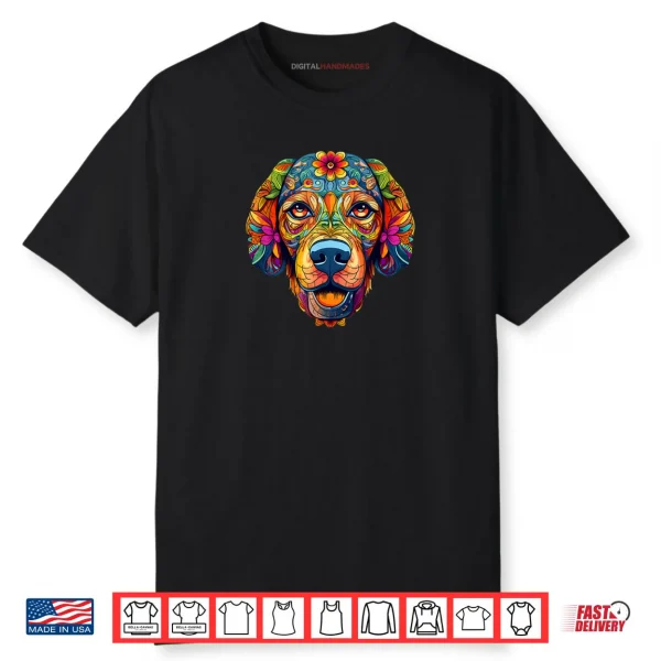 Halloween Golden Retriever Sugar Skull Dogs Flowers Shirt