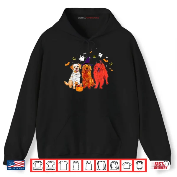 Hoodie Cute Golden Retriever In Halloween Costume Zombie Witch Shirt