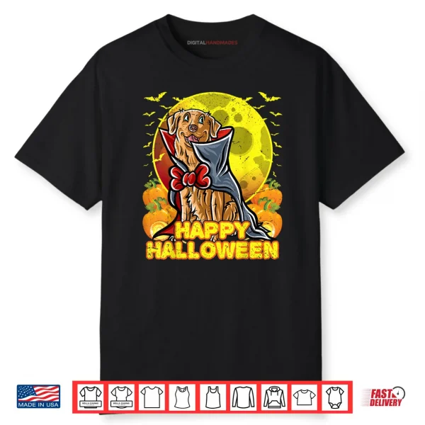 Golden Retriever Happy Halloween Costume Dog Vampire Shirt