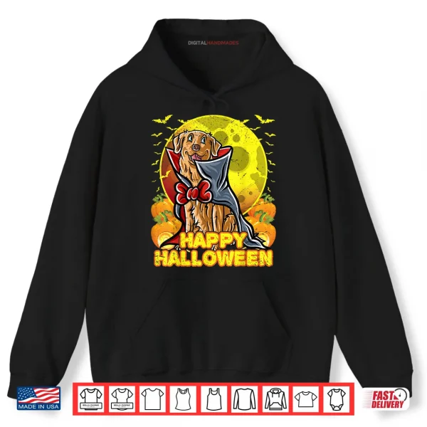 Hoodie Golden Retriever Happy Halloween Costume Dog Vampire Shirt
