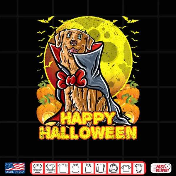 Design Golden Retriever Happy Halloween Costume Dog Vampire Shirt