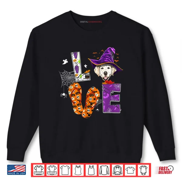 Sweatshirt Golden Labrador Retriever halloween witch hat lab lover Shirt