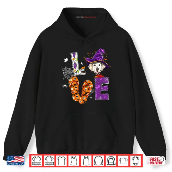 Hoodie Golden Labrador Retriever halloween witch hat lab lover Shirt