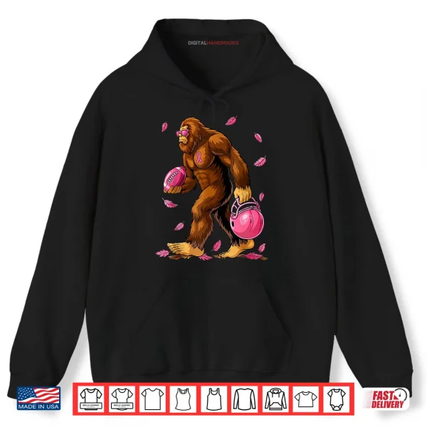 Hoodie Bigfoot Football Pink Ribbon Breast Cancer Awareness Shirt
