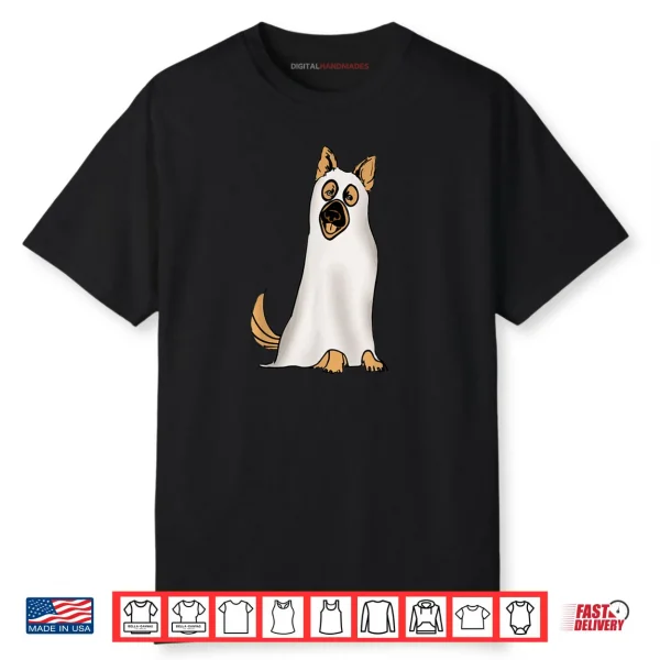 German Shepherd Cute Dog Wearing Ghost Funny Halloween Shirt