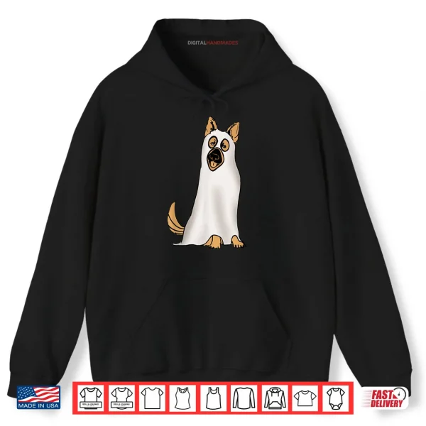 Hoodie German Shepherd Cute Dog Wearing Ghost Funny Halloween Shirt